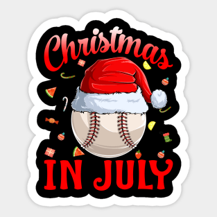 Christmas In July Baseball Santa Hat Summer Sticker